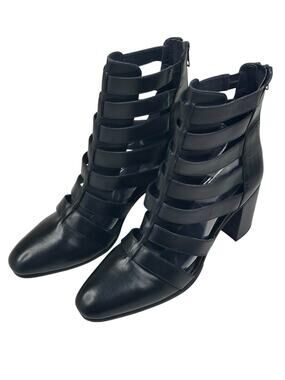 Vintage Foundry Co. Vivi Heel Black Leather Cage Sandal Womens Size 9 New $170